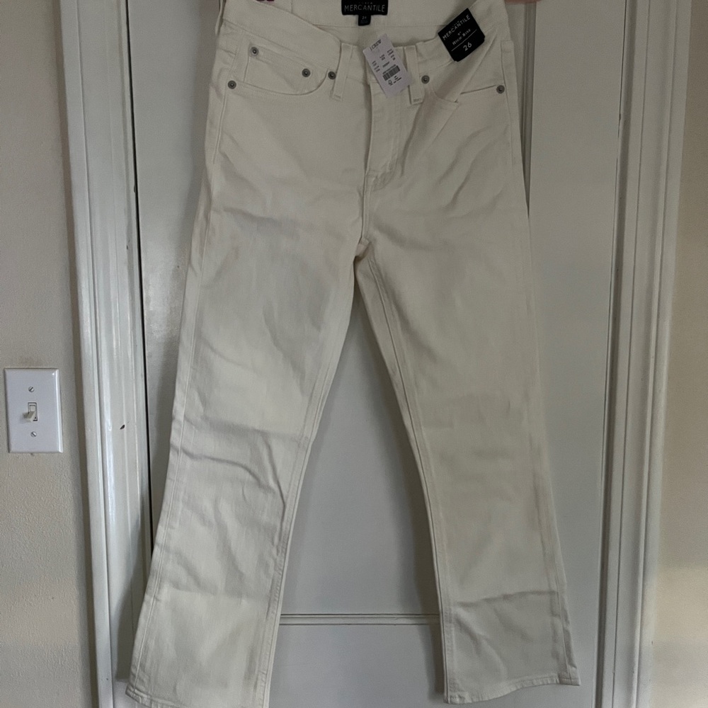 J. Crew Cream Ankle Cropped Pants